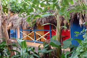 surf camp bungalows outside