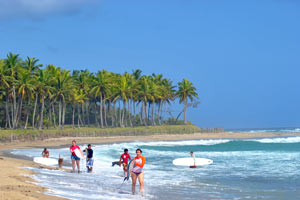 Surfing at Encuentro Beach 